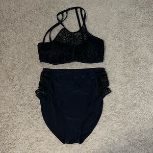 Black lace swim suit